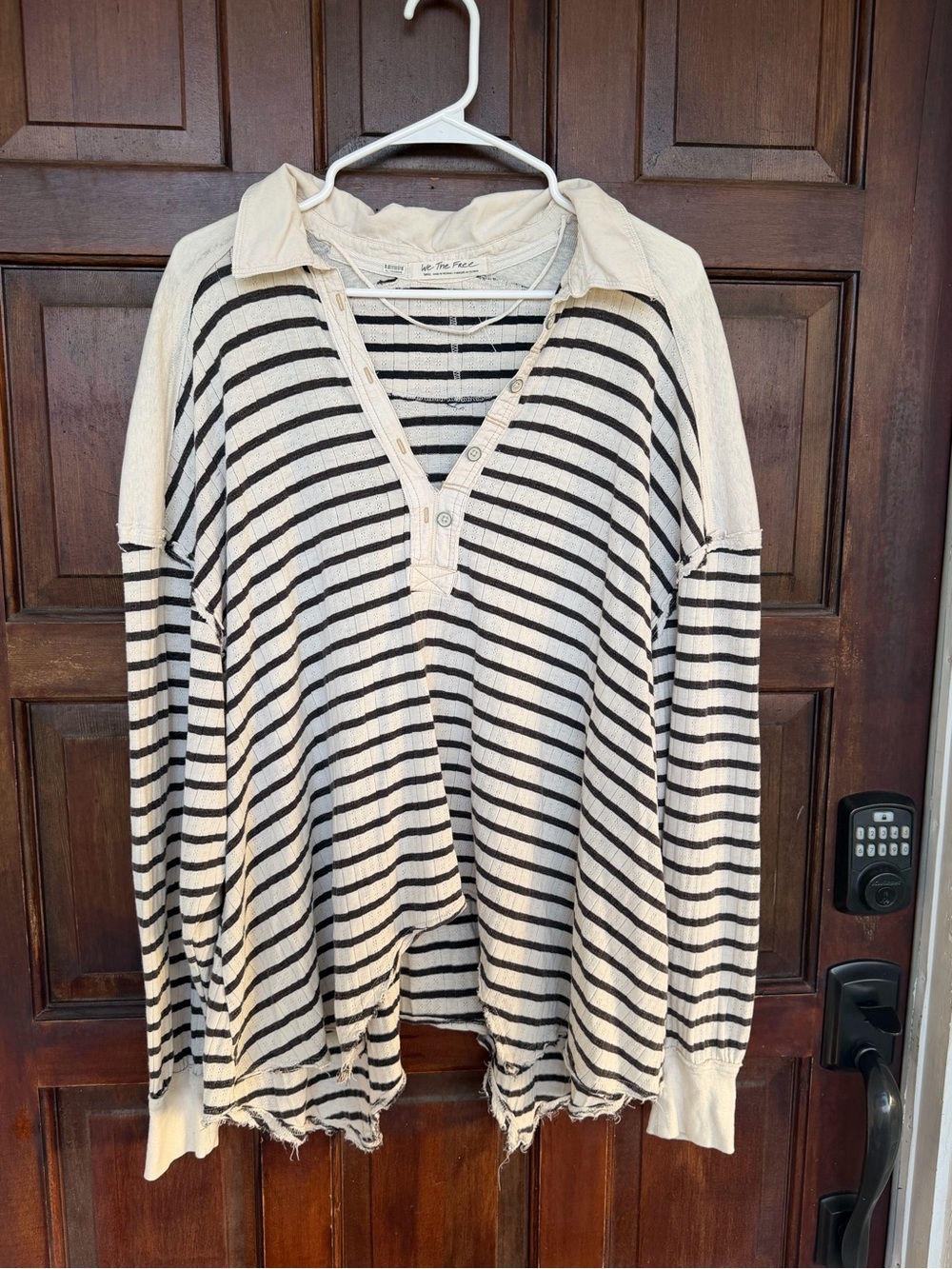 Free People Henley Pullover in Cream and Black